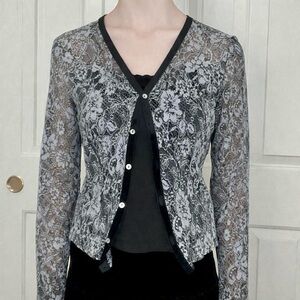 Elegant Sheer Black Lace Cardigan